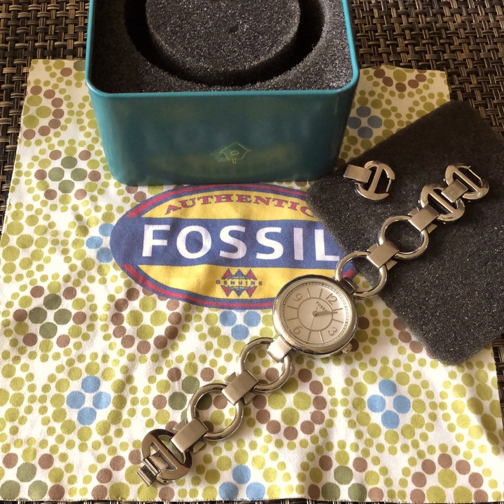 Silver Fossil Watch